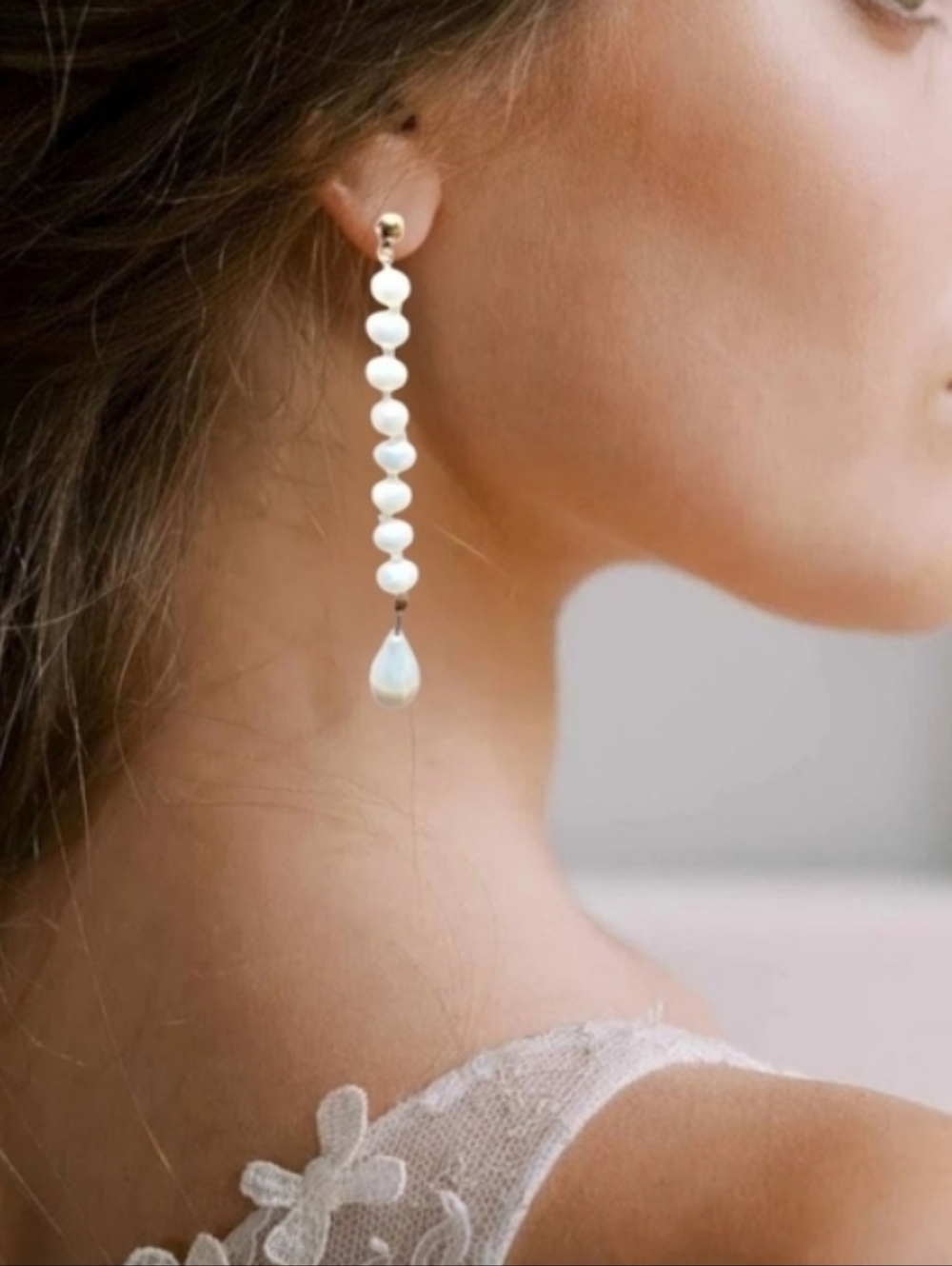 Anthropologie Long Pearl Earrings